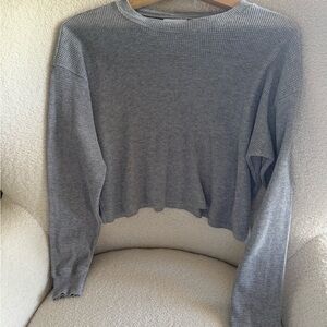 TNA Gray Ribbed Sweatshirt